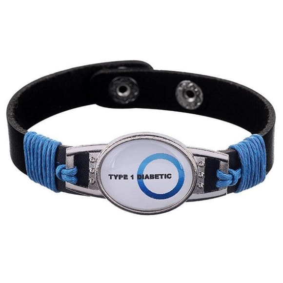 Type 1 or Type 2 Diabetic Adjustable Leather Bracelets - Picture 3 of 4
